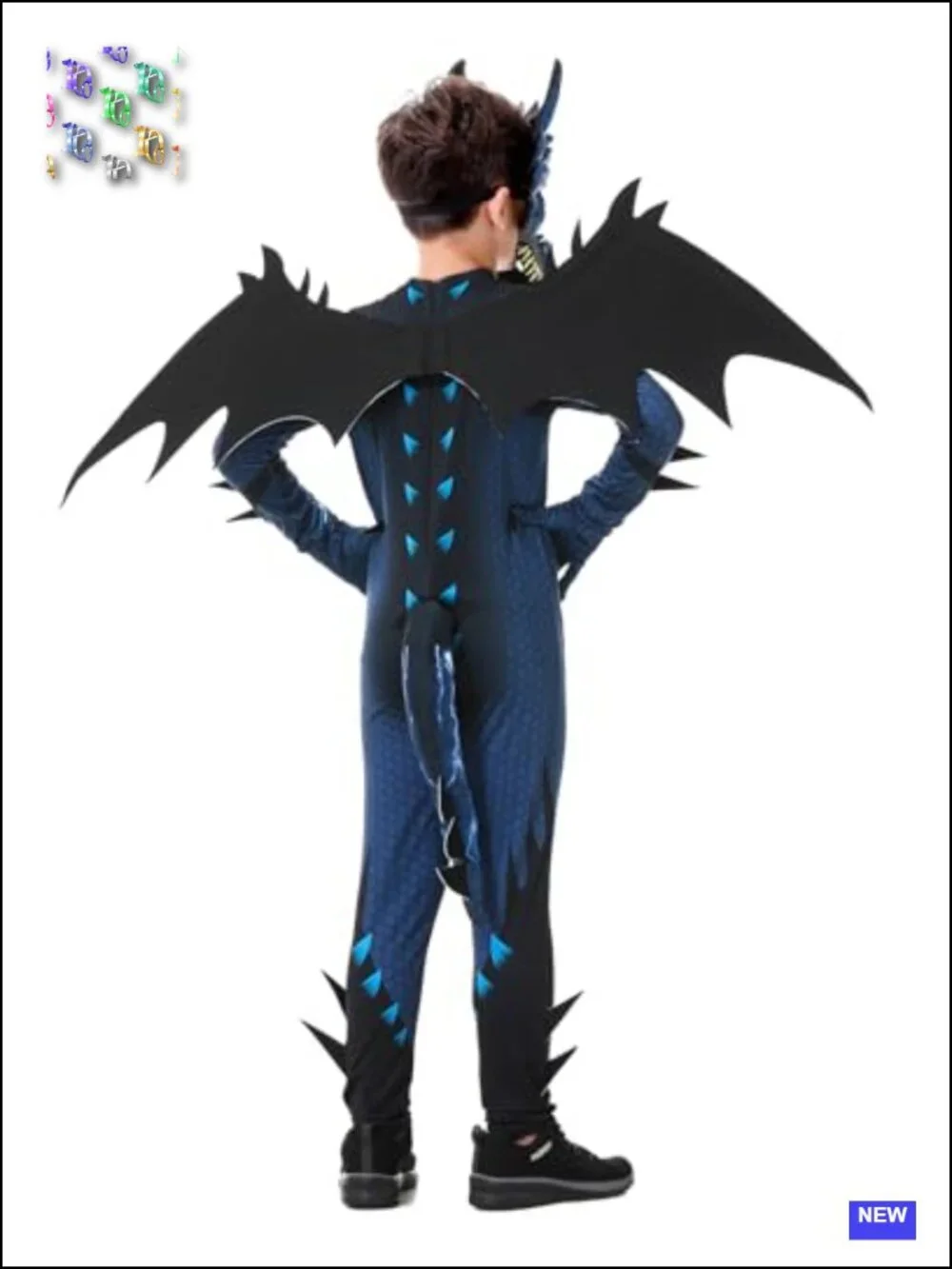 Boys Dragon Costume with Mask and Lightning Wings Halloween Fancy Dress Set
